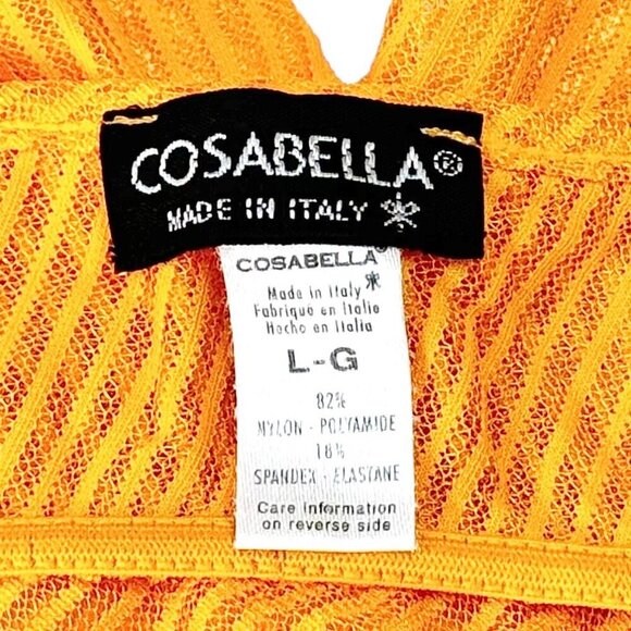 Vintage Y2K COSABELLA Cami Top Sz.L Orange Mesh Lace Sheer Babydoll Summer Rave - Picture 7 of 11